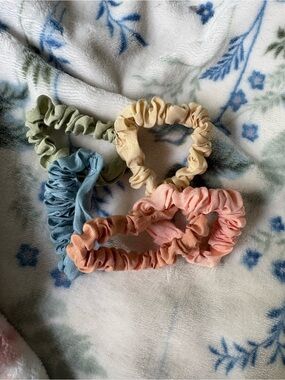 Pastel Scrunchie Set - Pink, Peach, Yellow, Blue, Green